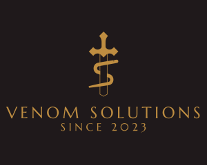 Venom - Gold Sword Snake logo design