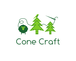 Sheep Bird Pine Trees Felt logo design