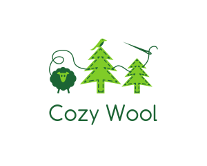 Sheep Bird Pine Trees Felt logo design