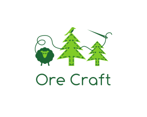 Sheep Bird Pine Trees Felt logo design