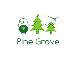 Sheep Bird Pine Trees Felt logo design