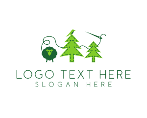 Yarn - Sheep Bird Pine Trees Felt logo design