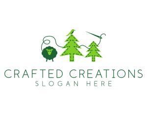 Sheep Bird Pine Trees Felt logo design