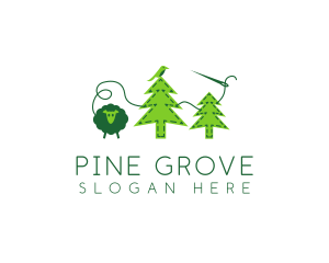 Sheep Bird Pine Trees Felt logo design