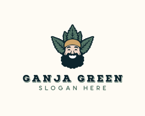 Ganja - Beard Man Marijuana logo design