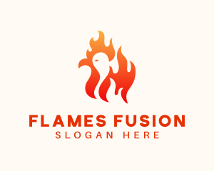 Red Flaming Chicken logo design