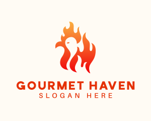 Red Flaming Chicken logo design