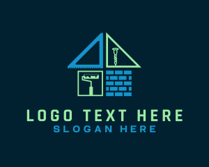 Paint Roller - House Builder Contractor logo design