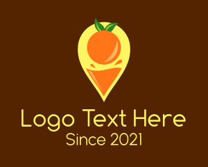 Iced Drink - Orange Juice Location Pin logo design