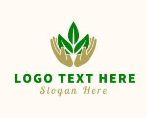 Biological - Caring Hands Plant logo design