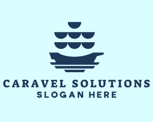 Caravel - Sail Galleon Ship logo design