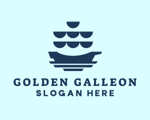 Sail Galleon Ship logo design