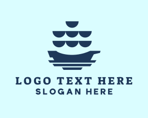 Ship - Sail Galleon Ship logo design