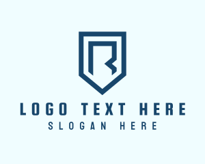Mt - Blue Shield Letter R logo design