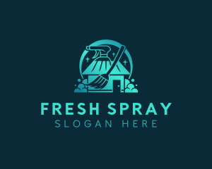 Broom Spray Housekeeping logo design