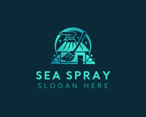 Broom Spray Housekeeping logo design