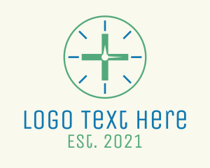 Clock - Medical Cross Clock logo design