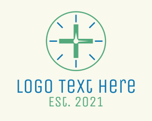 Time - Medical Cross Clock logo design