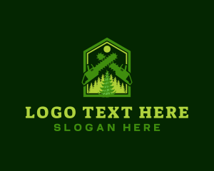 Woodwork Chainsaw Forest logo design