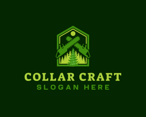 Woodwork Chainsaw Forest logo design