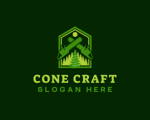 Woodwork Chainsaw Forest logo design