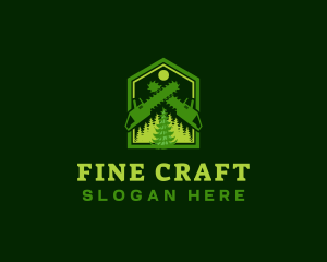 Woodwork Chainsaw Forest logo design