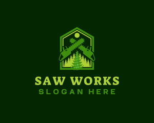 Woodwork Chainsaw Forest logo design