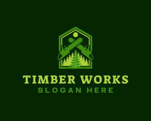 Timber - Woodwork Chainsaw Forest logo design