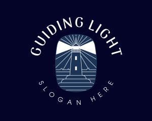Emblem Night Lighthouse logo design