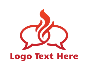 Speech Bubble - Fire Messaging Chat logo design
