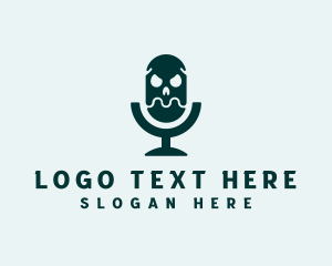 Microphone - Skull Mic Podcast logo design