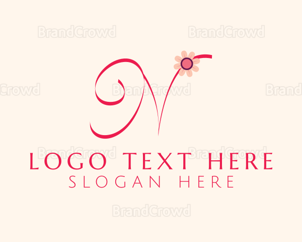 Pink Flower Letter N Logo
