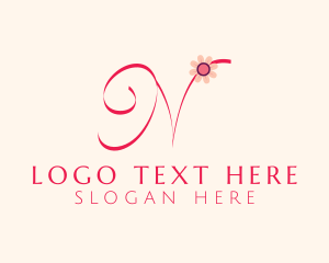 Feminine - Pink Flower Letter N logo design