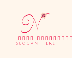 Pink Flower Letter N Logo