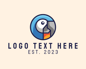 Pet Shop - Circle Geometric Parrot logo design