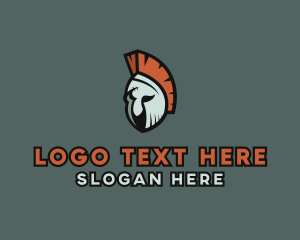 Brown And Yellow - Spartan Soldier Helmet logo design
