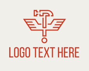Carpentry - Winged Red Clamp logo design