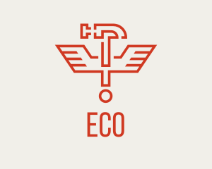 Hammer - Winged Red Clamp logo design