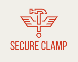 Winged Red Clamp  logo design