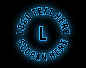 Letter - Blue Neon Circle logo design