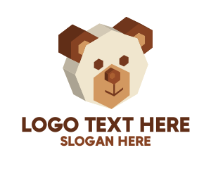 Isometric - 3D Bear Head logo design