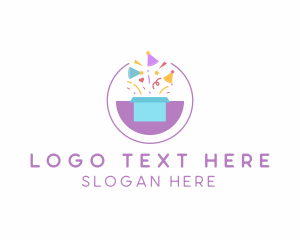 Present - Gift Box Confetti logo design