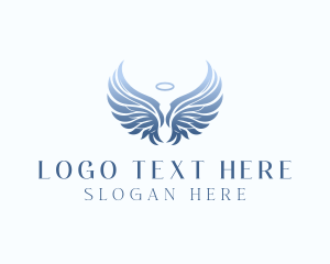 Celestial - Angel Wings Halo logo design