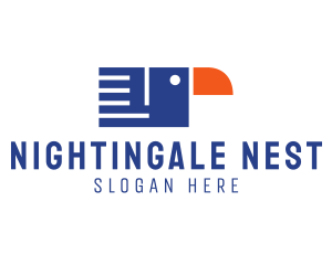 Nightingale - Geometric Bird Document logo design