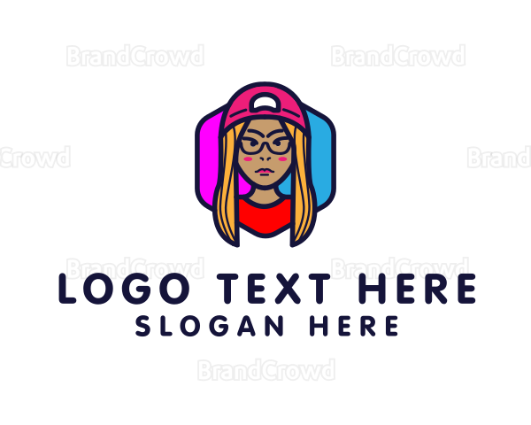 Girl Vlogging Character Logo