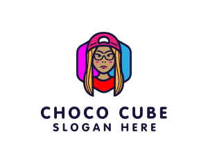 Vlog - Girl Vlogging Character logo design