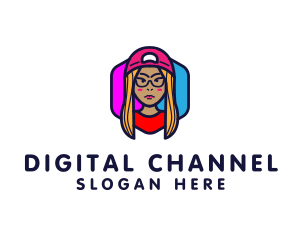 Channel - Girl Vlogging Character logo design