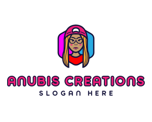 Girl Vlogging Character logo design