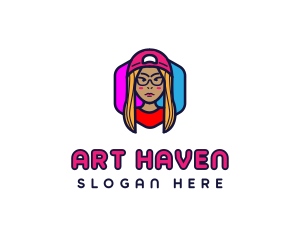 Girl Vlogging Character logo design