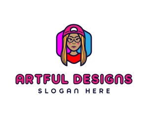 Girl Vlogging Character logo design